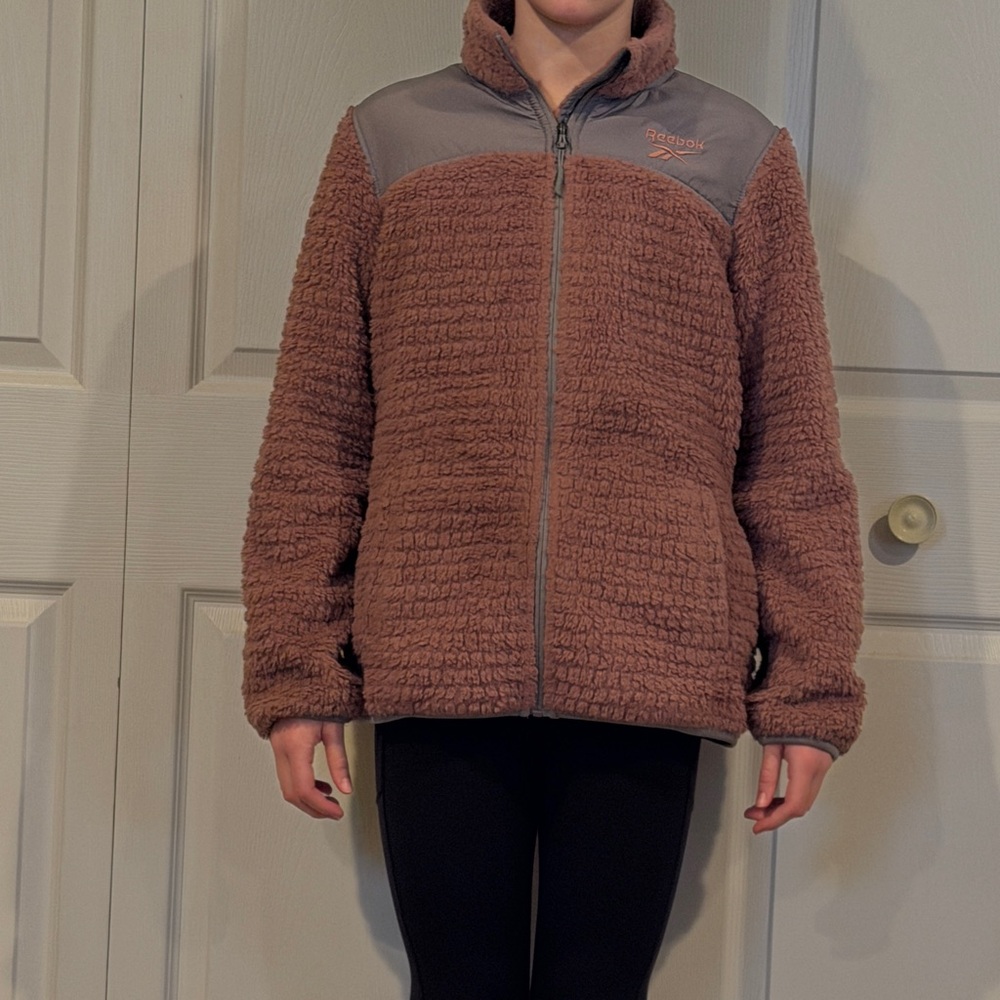 Reebok Kids Tan and Gray Teddy Jacket